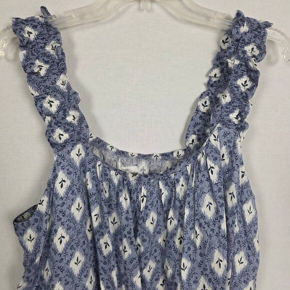 Maurices Plus Floral Print Tank Top Blue 2X - Picture 2 of 7